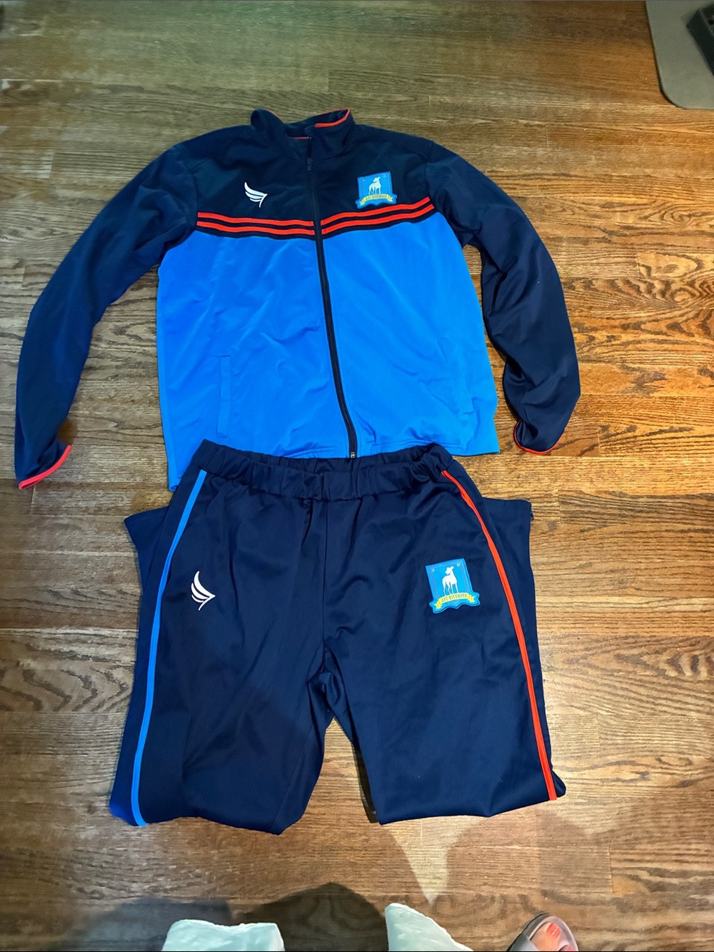 Ted Lasso Blue and Navy Athletic Track Jacket & Pants Set with Crest